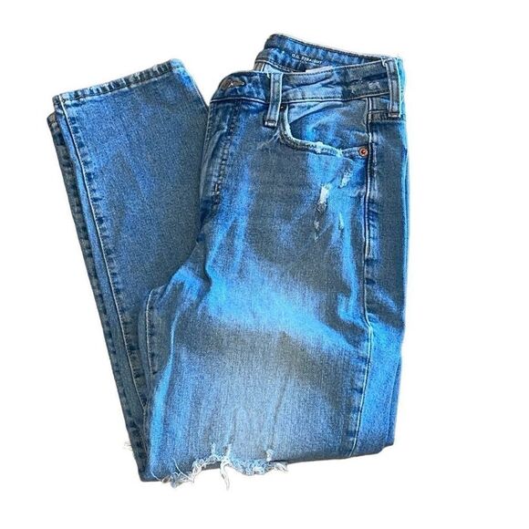 Old Navy Womens High Rise OG Straight Distressed Cropped Jeans Blue Size 6 - Picture 10 of 10